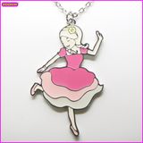 Custom Dancing Girl Red Skirt Metal Necklace (17065)