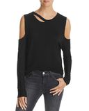 New Fashion Women Vera Cold-Shoulder Black Cotton T Shirt