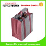 Nonwoven and Jute Fabric Wine Bottle Drink Bag Beverage Liquor Packing Tote Handbag