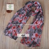 2018 Hot Sale Rose Printed Viscose Shawl Fashion Lady Scarf