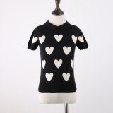 OEM Girls' Jacquard Sweater with Short Sleeves and Peter Pan Collar