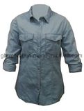 Ladies' 100% Cotton Denim Long Sleeve Shirt WH1011