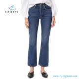 Women Flare Jeans Lightly Faded Denim