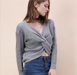 Women's European Style Knitting Sweater Irregular Pullover