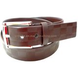 2016 Fashion Checkered Design Men Dress Belt PU Leather Belt