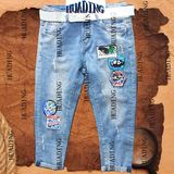 Fashion Design and Decent Ladies' Jeans with Cloth Patch (HDLJ0011)