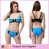 2016 Hotsale Zip Decor Sexy Mix Color Tankinis Swimsuit with Double Shoulder Belts