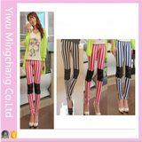 2016 Latest Designed Girl's Striped with Lace Leggings