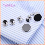 VAGULA Fashion Rhodium Plated Gemelos Wedding Cufflink Set