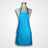 Bib Type Solid Color Cotton Canvas Material Women Kitchen Apron with Front Pocket