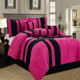 Hot Pink 100% Polyester 7pieces Pacthwork Bedding Set