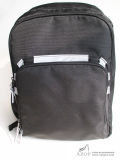 Black Polyester Backpack with Reflective Stripe
