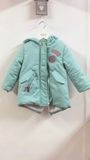 Warm Winter Tiffan Green Fox Fur Kids Winter Parka for Girl