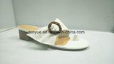 Women PU Leather MID Woodedn Heel Sandals