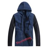 2015mens 100%Cotton Hoody Panels Casual Sweater (J-1623)