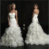 Ruffled Organza Strapless Bridal Wedding Dresses (SMT001)