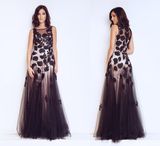 Ladies Embroidered Evening Dress with Gauze Sleeveless Party Dress