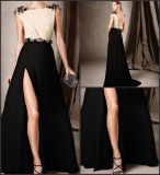 Black Cream Evening Dress Satin Beaded Cocktail Party Dress 2018 E272