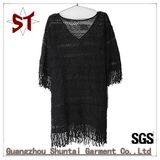 OEM New Fashion Lace Hollow Tassel V-Collar Ladies T-Shirt