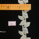 6cm Irregular Gold and White Streaky Leaf Trimming Lace Hme867