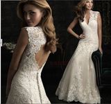 Mermaid Floor-Length V-Neck Lace Bridal Wedding Dresses (ALSW012)