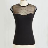 Summer Sexy Black Lace and Cotton T Shirt for Women