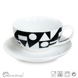 8oz Tea Set with Black Decal Design