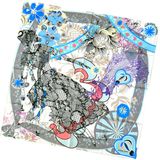 Women Fashion Flower Printed Square Silk Scarf (L-1)