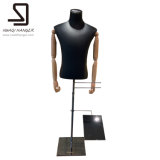 Black Half Body Mannequins with Wooden Arms, Male Torso