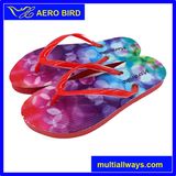 Colorful Flower Printing Design PE Fashion Slipper for Unisex