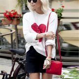 Ladies New Design Sweater Heart Long Sleeve Winter Knitwear