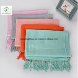 Western Design Satin Plain Shawl with Fringe Lady Fashion Scarf