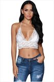 White Sheer Scalloped Lace Halter Bralette Top