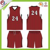 Red Orange Pink Custom Sublimated Stripe Basketball Uniform