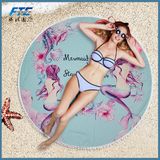 146cm Tassel Beach Towel Mermaid Printed Round Blacket Bath Towel