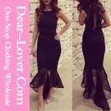 Fashion Black Long Evening Party Cocktail Dress