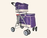 Double Layer 4-Wheels Pets Trolley Dog Outdoor Twins Strollers