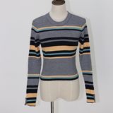 Lady's Colorful Striped Fashion Sweater with Long Sleeve