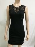 Women Clothing Dress 2017 Sexy Sleeveless Appliqued Dress Women Casual Black Designer One Piece Dress