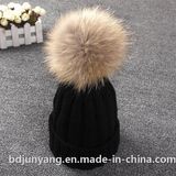 Kid Hats with Real Fur Ballfur POM Beanies Hats