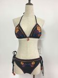 French Triangle String Bikini Noble Sexy Women Embroidery Swimsuit