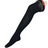 Women's Solid Black Cotton Knee High Sock with Lace