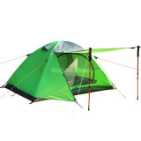 Double Layer Aluminium Pole Tent, Waterproof Green Camping Tent