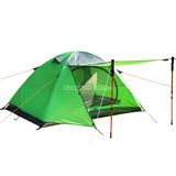 Double Layer Aluminium Pole Tent, Waterproof Green Camping Tent