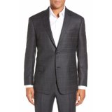 Made to Measure European Slim Fit Fashion Suit Dark Grey Checked Fabric Blazer for Men (SUIT63054-2)