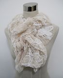 Ladies Fashion Polyester Lace Scarf with Pearls (YKY4383B)