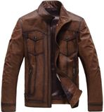 Men Leather PU Fashion Pocket High Quality Jacket