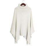 Lady Fashion Acrylic Knitted Turtleneck Shawl Poncho (YKY4143)