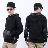 Fashion Snake Skin Patch Hoodie Big Pockets