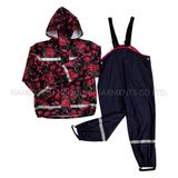 Flower Hooded Reflective PU Rain Jacket/Raincoat